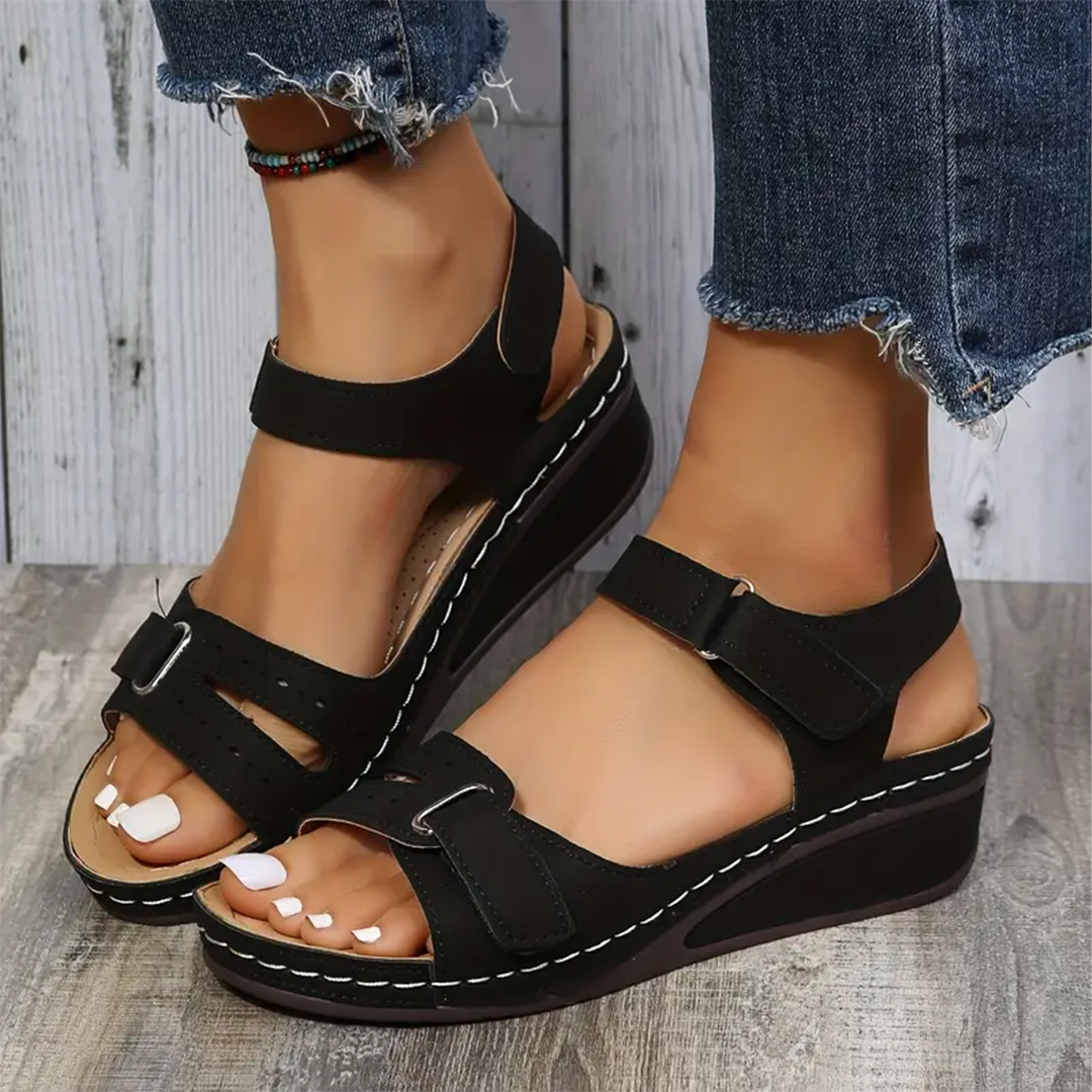 Klittenband Enkelsandalen Sleehak