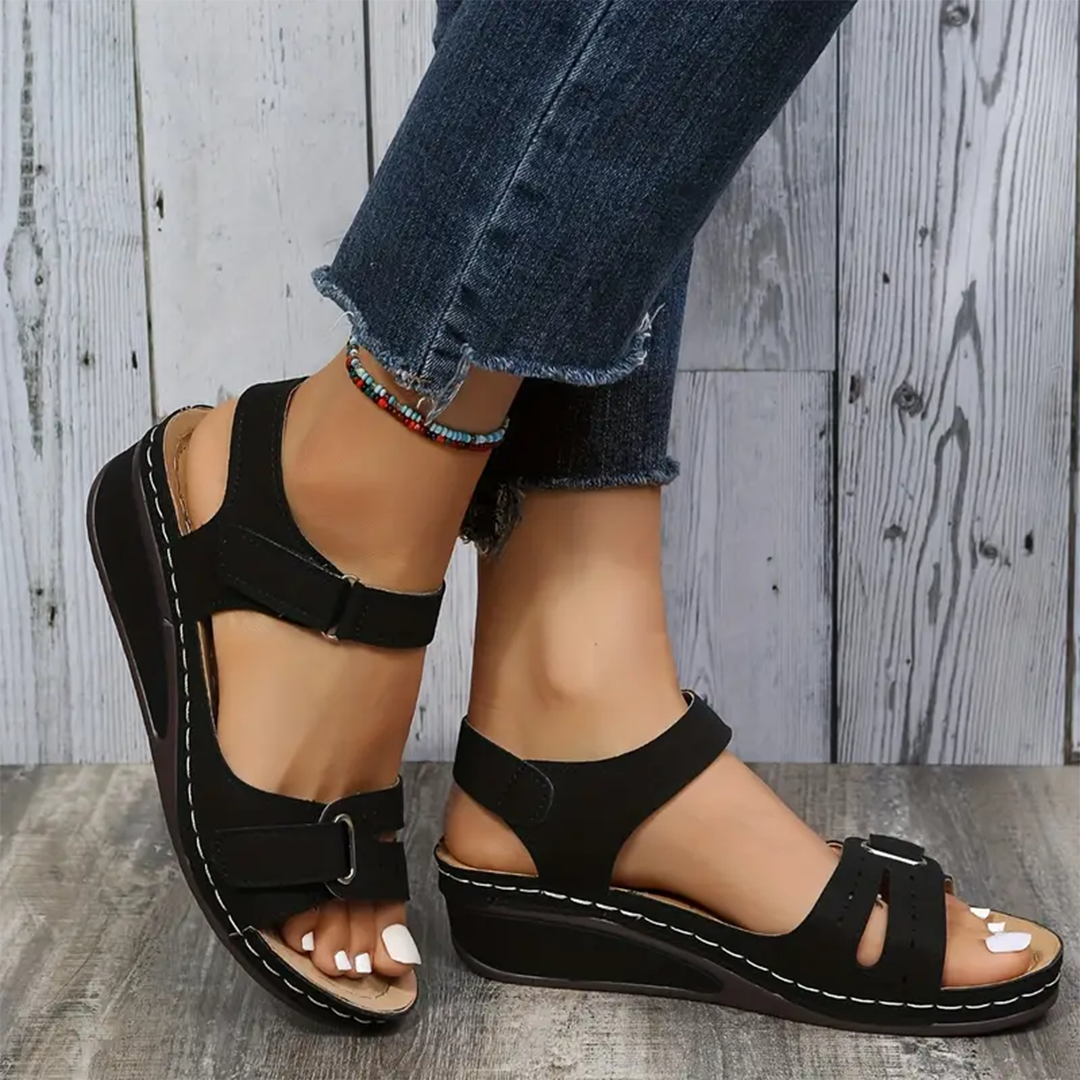 Klittenband Enkelsandalen Sleehak