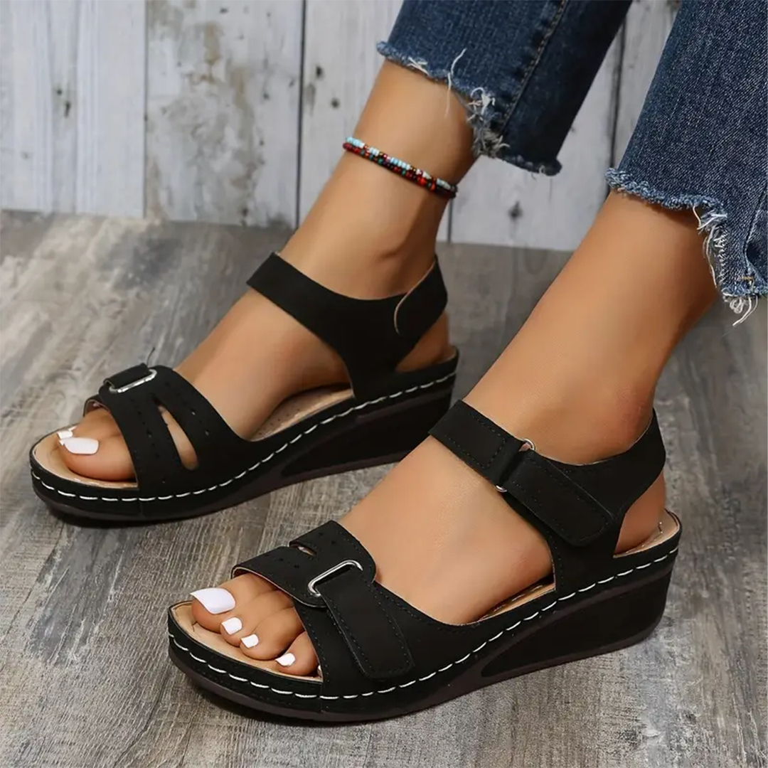 Klittenband Enkelsandalen Sleehak