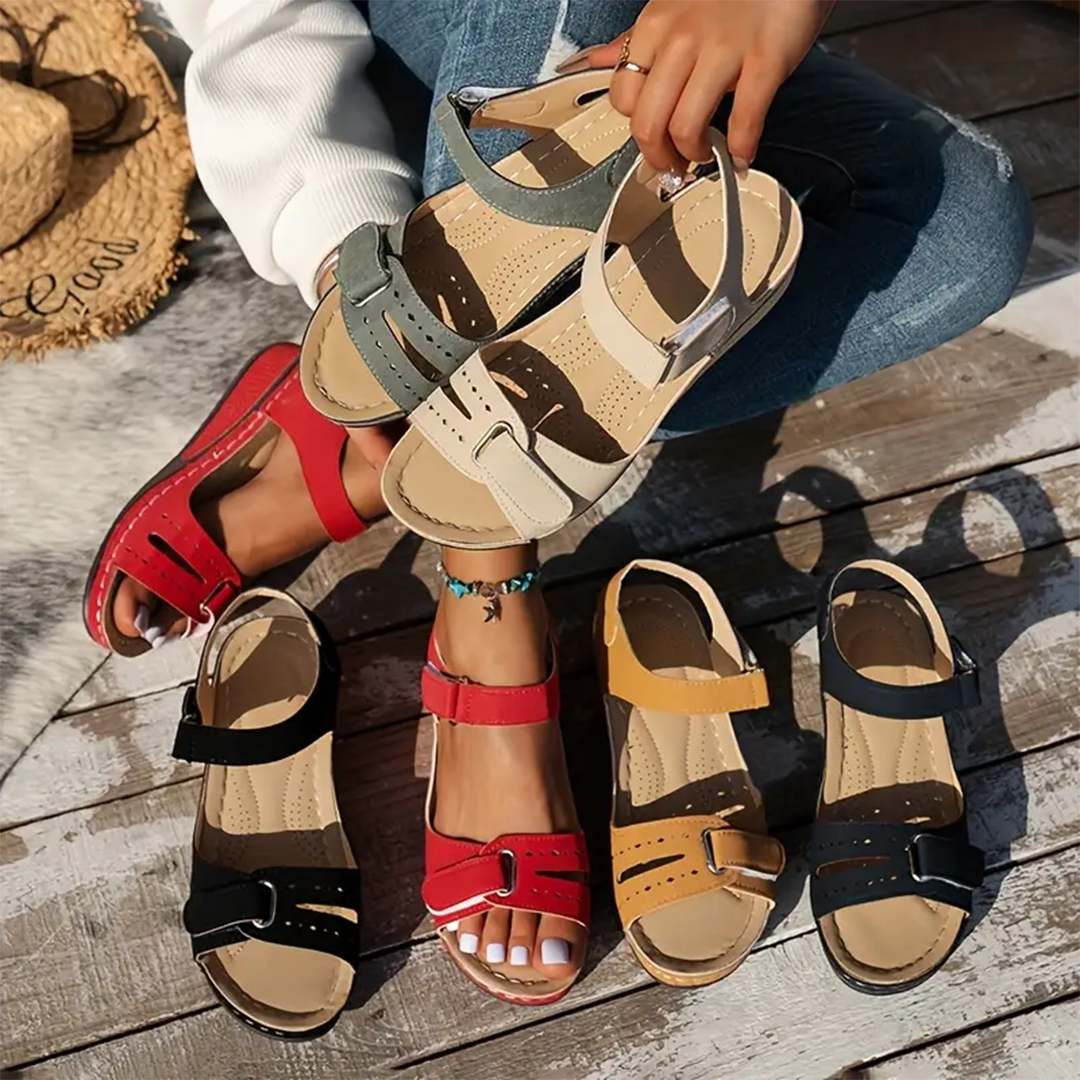 Klittenband Enkelsandalen Sleehak