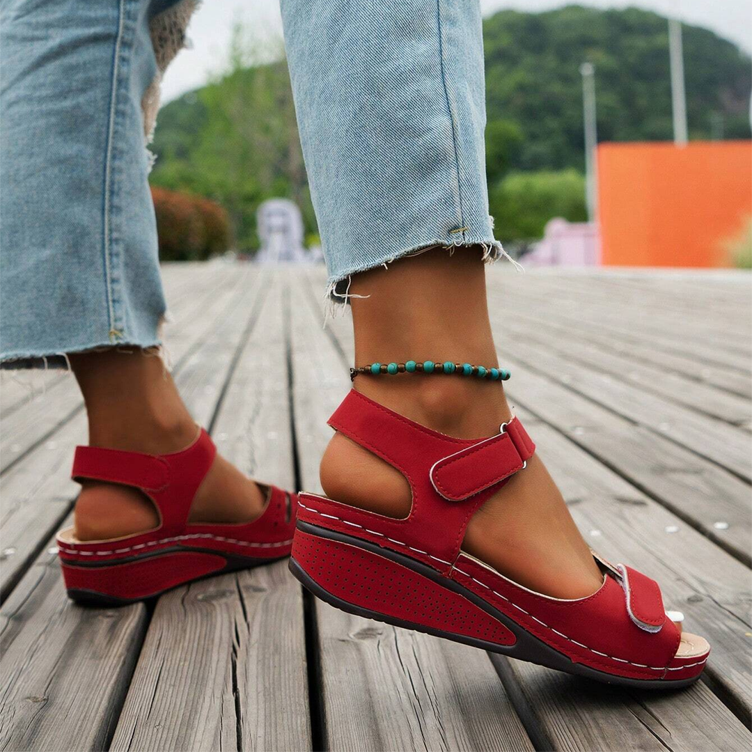Klittenband Enkelsandalen Sleehak