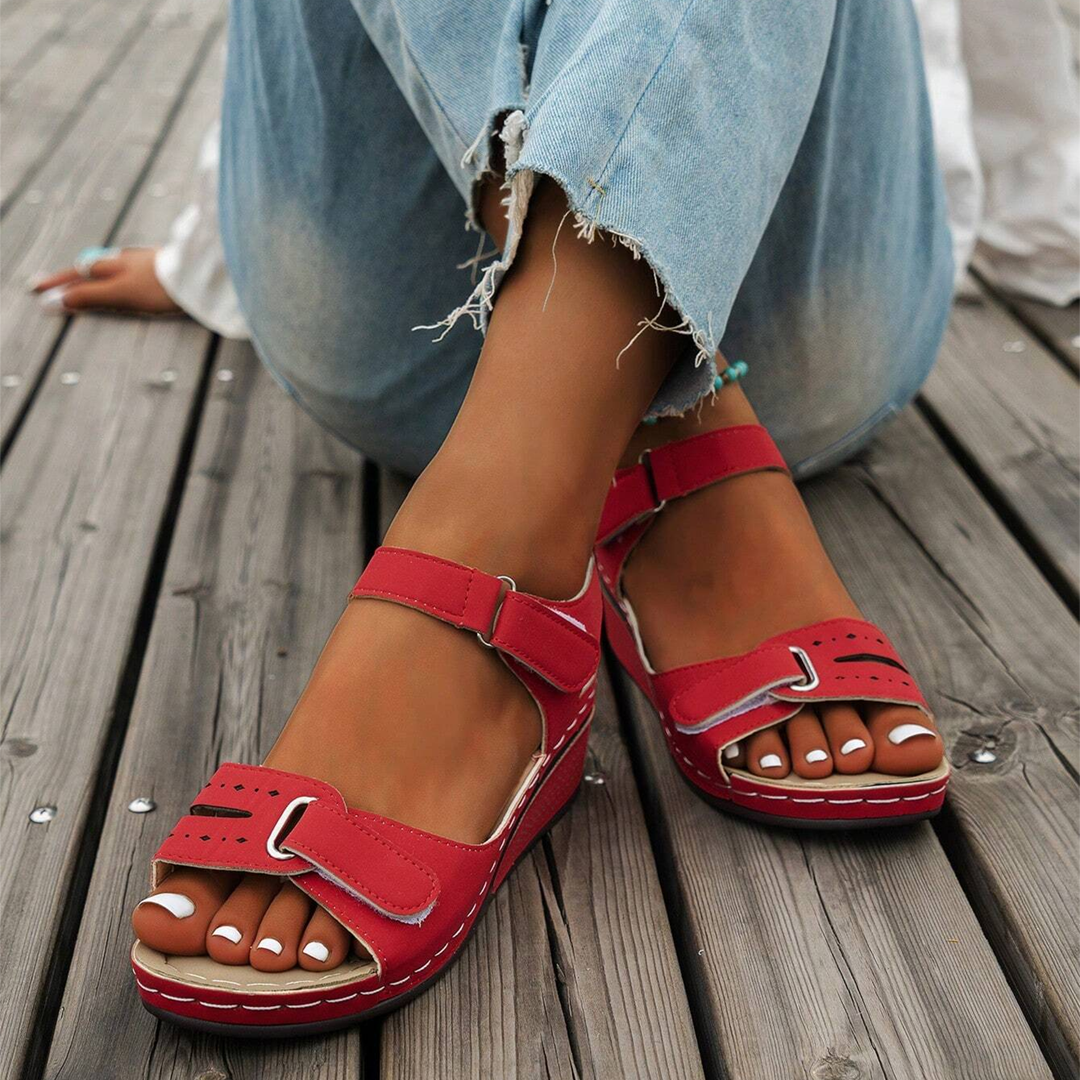 Klittenband Enkelsandalen Sleehak