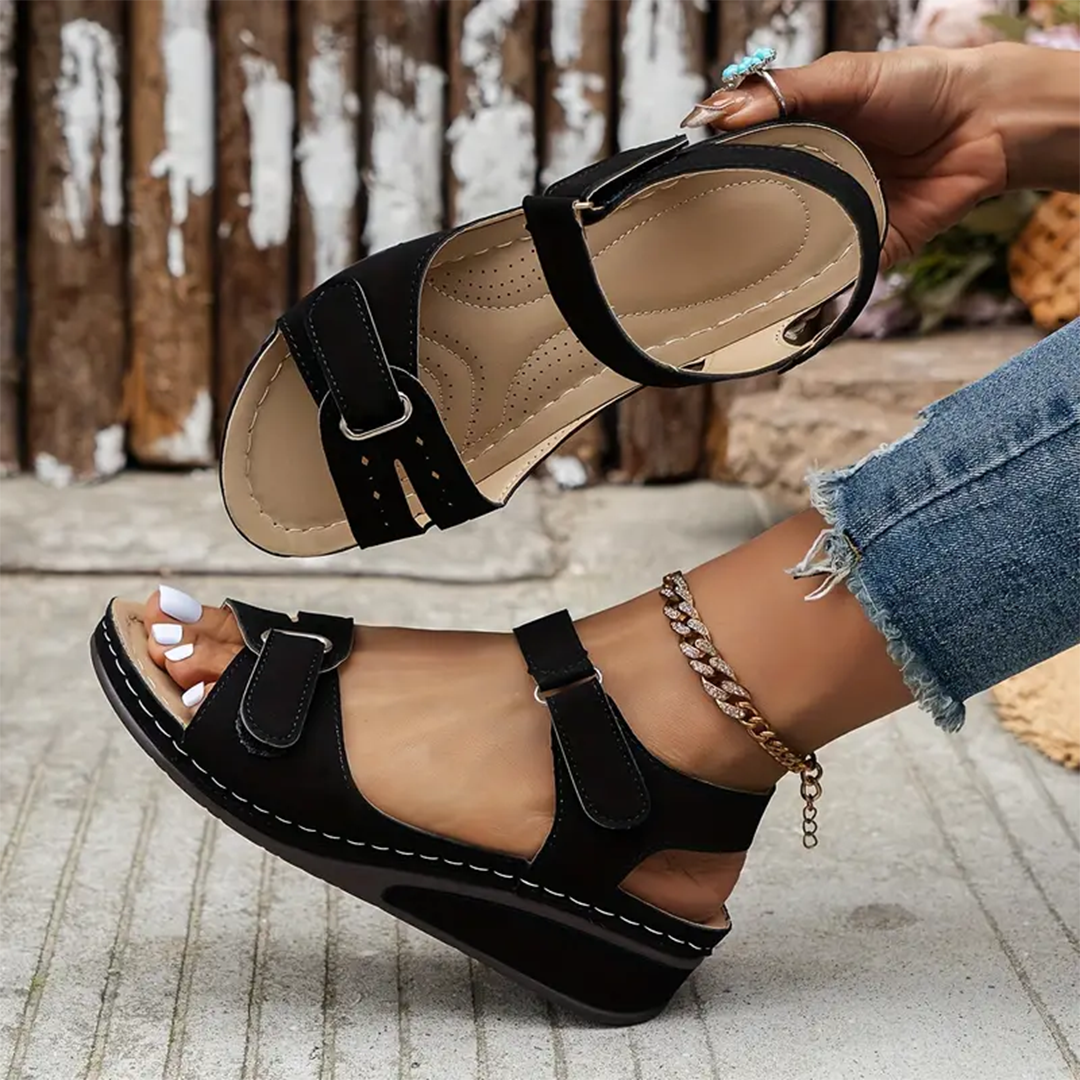 Klittenband Enkelsandalen Sleehak
